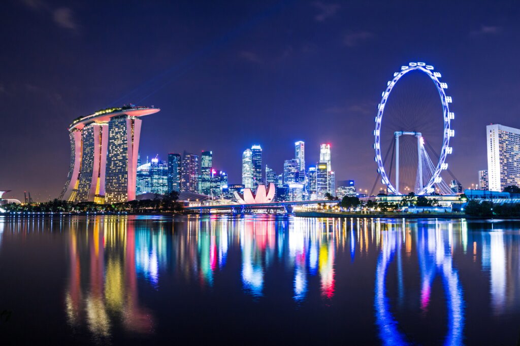 Singapore city skyline at night